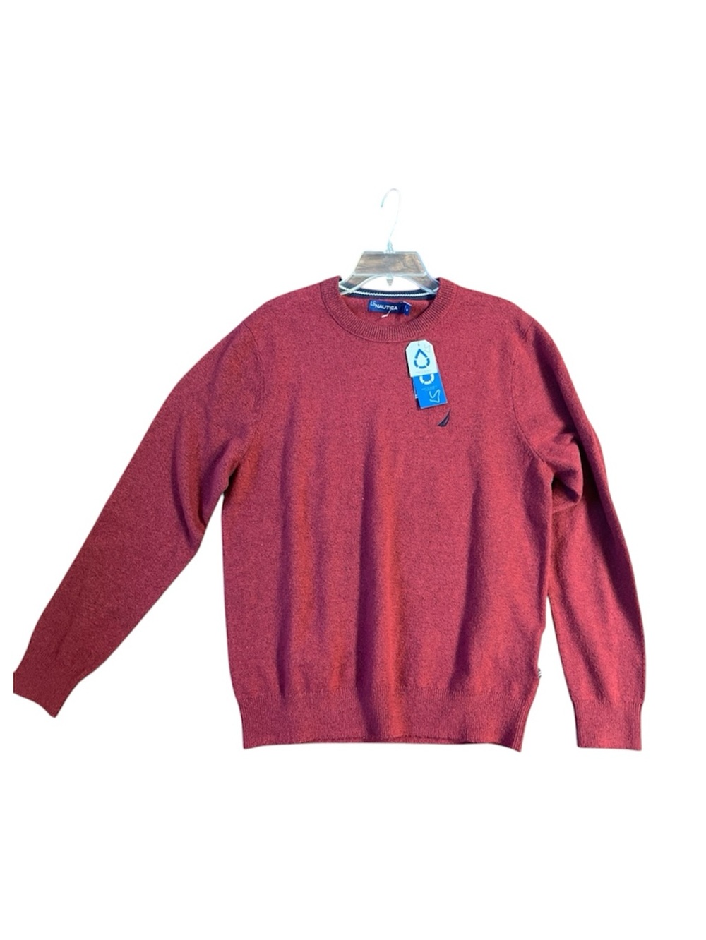 Nautica Men's Crewneck Sweater in Deep Wine Red Size M Classic, Casual, athletic